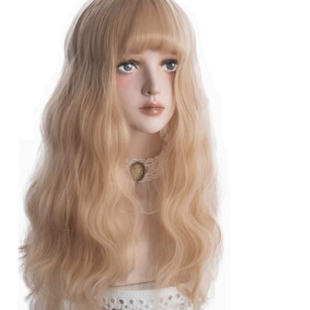 Long Wavy Wig Bangs - Natural Synthetic Hair